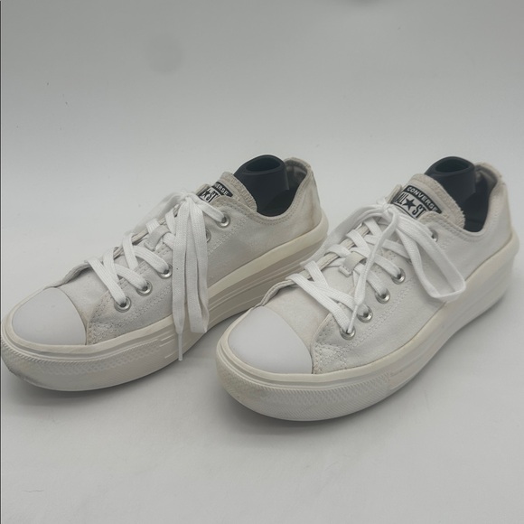 Chuck Taylor All Star Move White Classic Canvas Platform Lace up Women Size 9.5 - Picture 8 of 15
